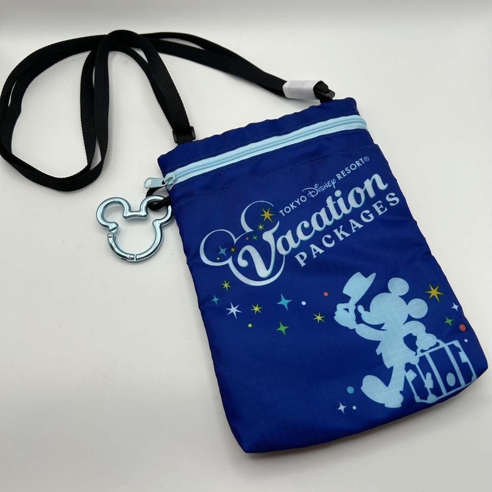 Tokyo‎ Disney Resort Vacation Packages Blue Mickey Mouse Castle Neck Pouch Bag